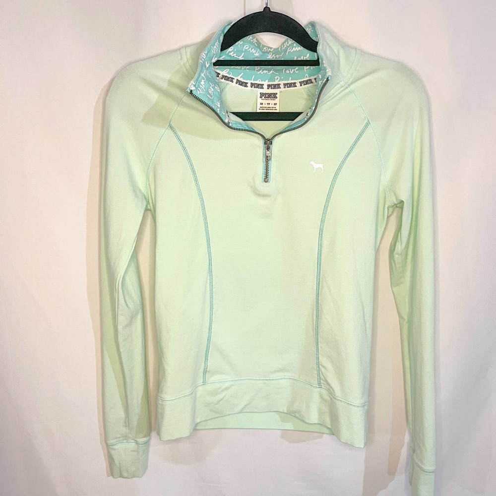PINK Victoria's Secret Turquoise Quarter Zip Sweatshirt, Size XS, GUC